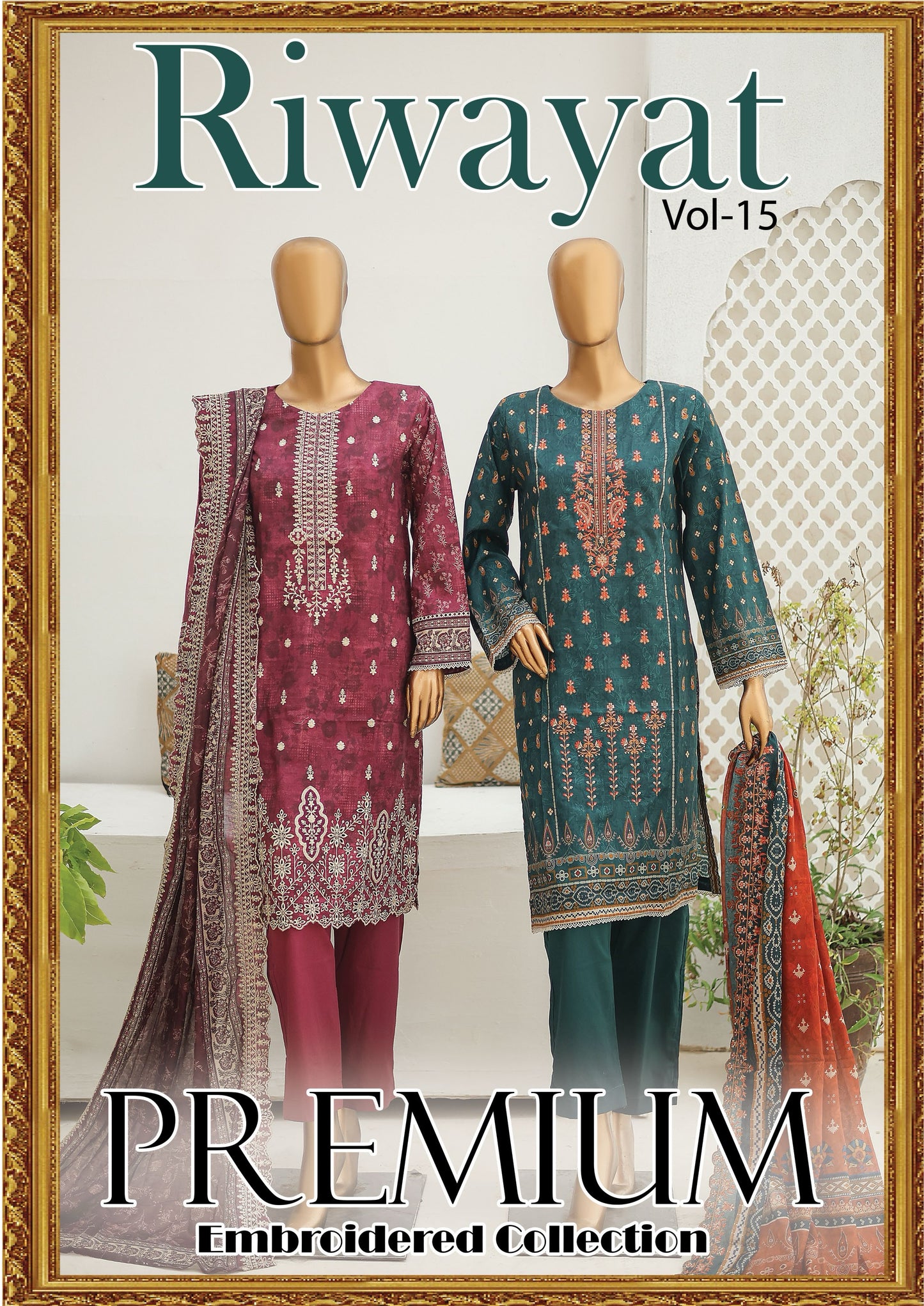 Riwayat Stitched 3-Piece Lawn Suit –Orange (R-24253)