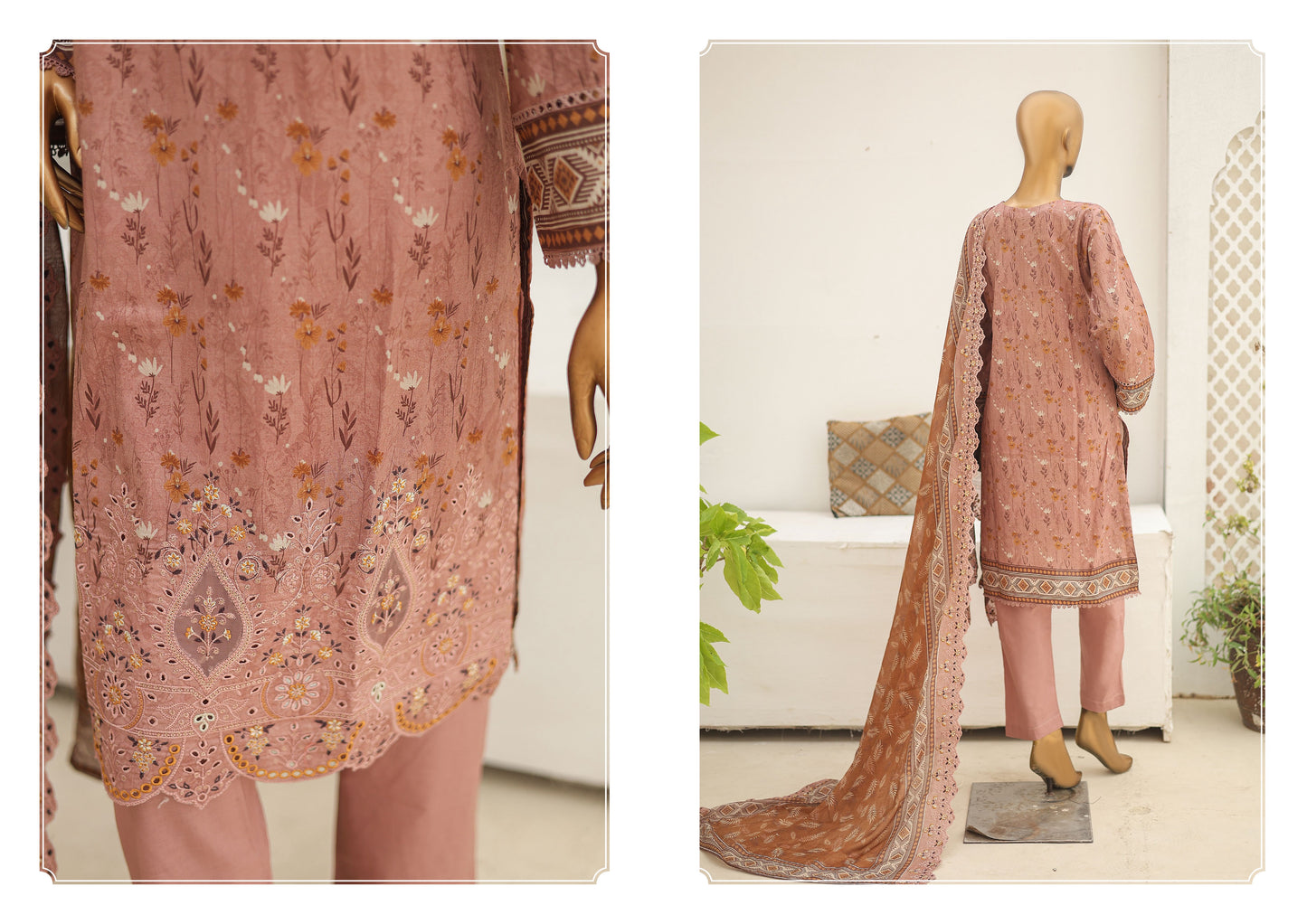Riwayat Stitched 3-Piece Lawn Suit – Tea Pink (R-24260)