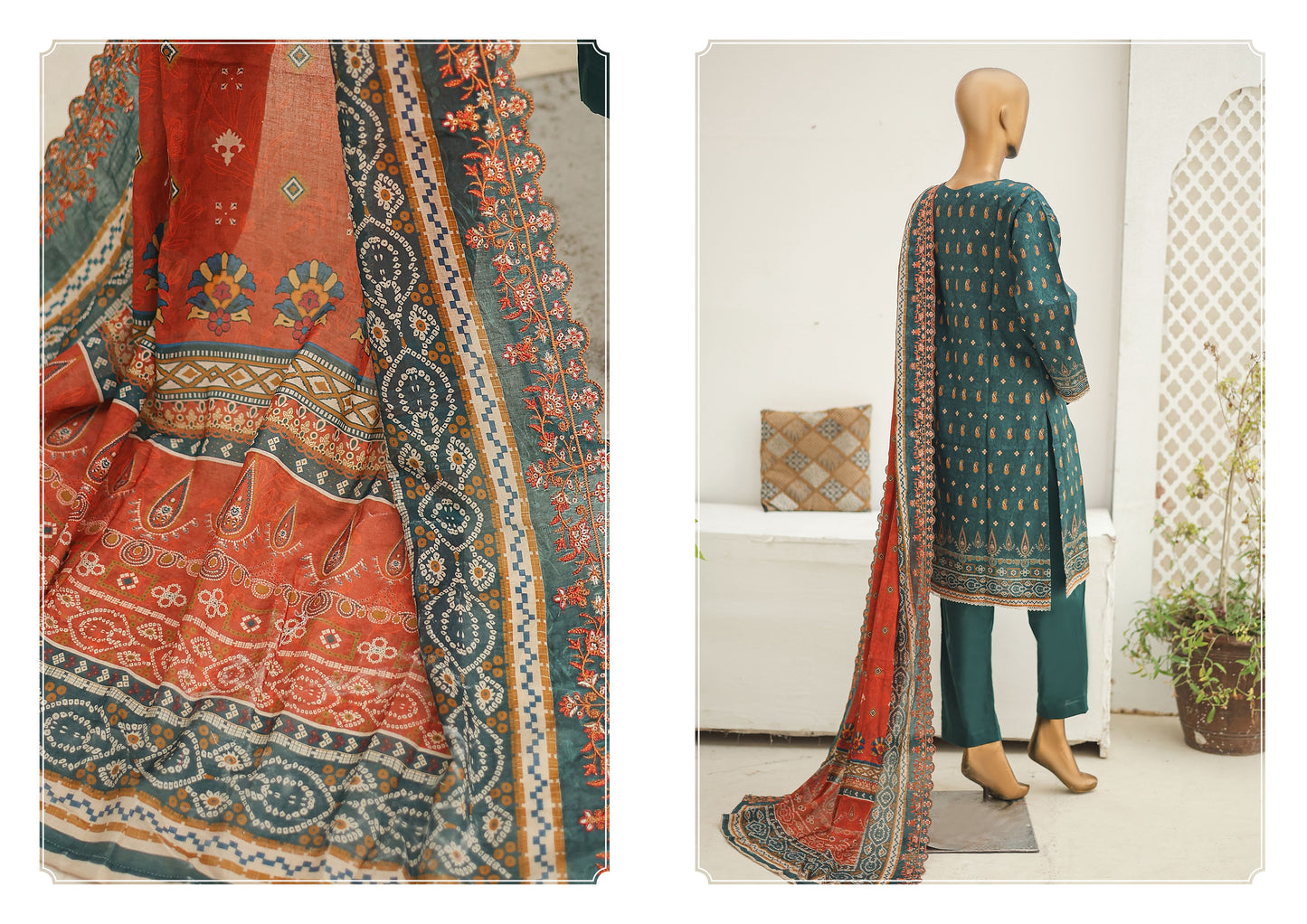 Riwayat Stitched 3-Piece Lawn Suit –Green (R-24216)