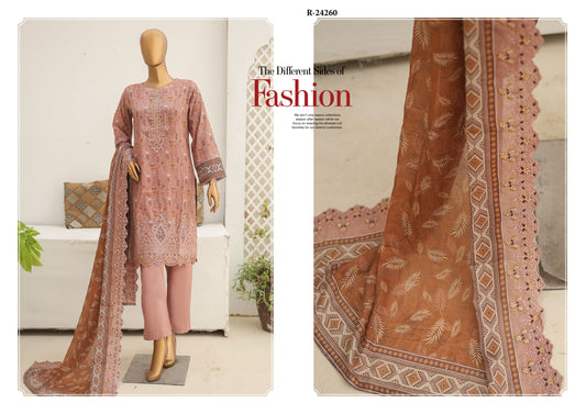 Riwayat Stitched 3-Piece Lawn Suit – Tea Pink (R-24260)