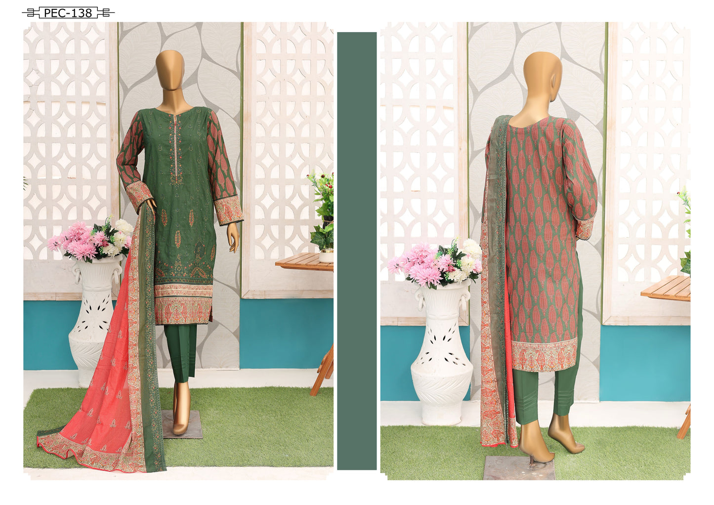 H.Z Premium Embroidered Cotton Lawn Shirt PEC-138